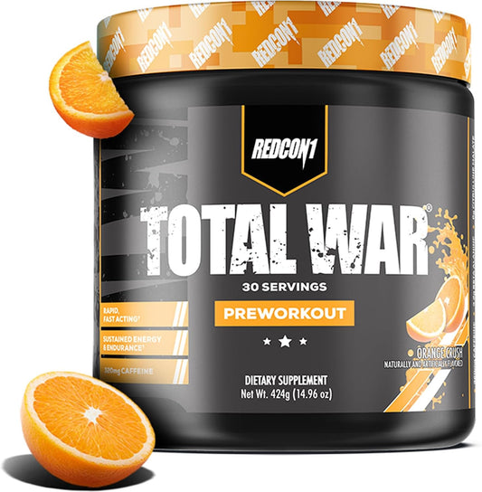 Total War Preworkout with 320mg Caffeine, Amino Acids for Pump, Energy, Endurance - Orange Crush, 30 Servings