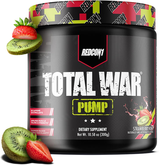 Total War Pump Non Stim & Caffeine Free Pre Workout Powder - Strawberry Kiwi Flavor - 10.58 oz - Ideal for Both Women & Men - Enhance Workouts Without Jitters - Includes L-Citrulline & Beta Alanine