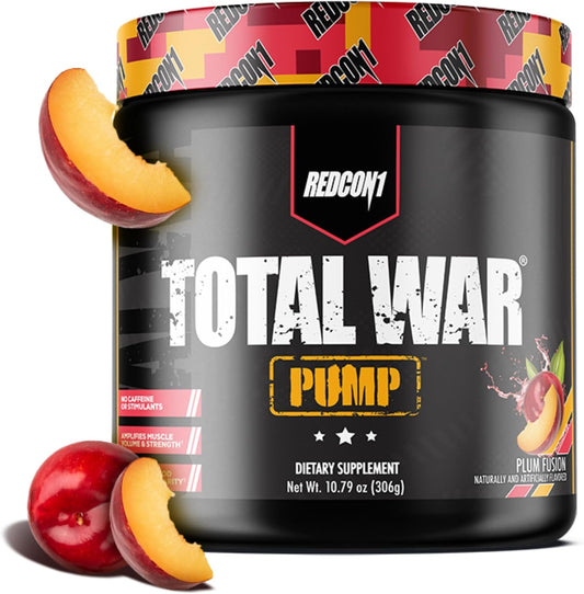 Total War Pump Non Stim Pre Workout Powder - Caffeine Free for Men & Women - L-Citrulline, Beta Alanine & More - Plum Fusion - 10.79 oz