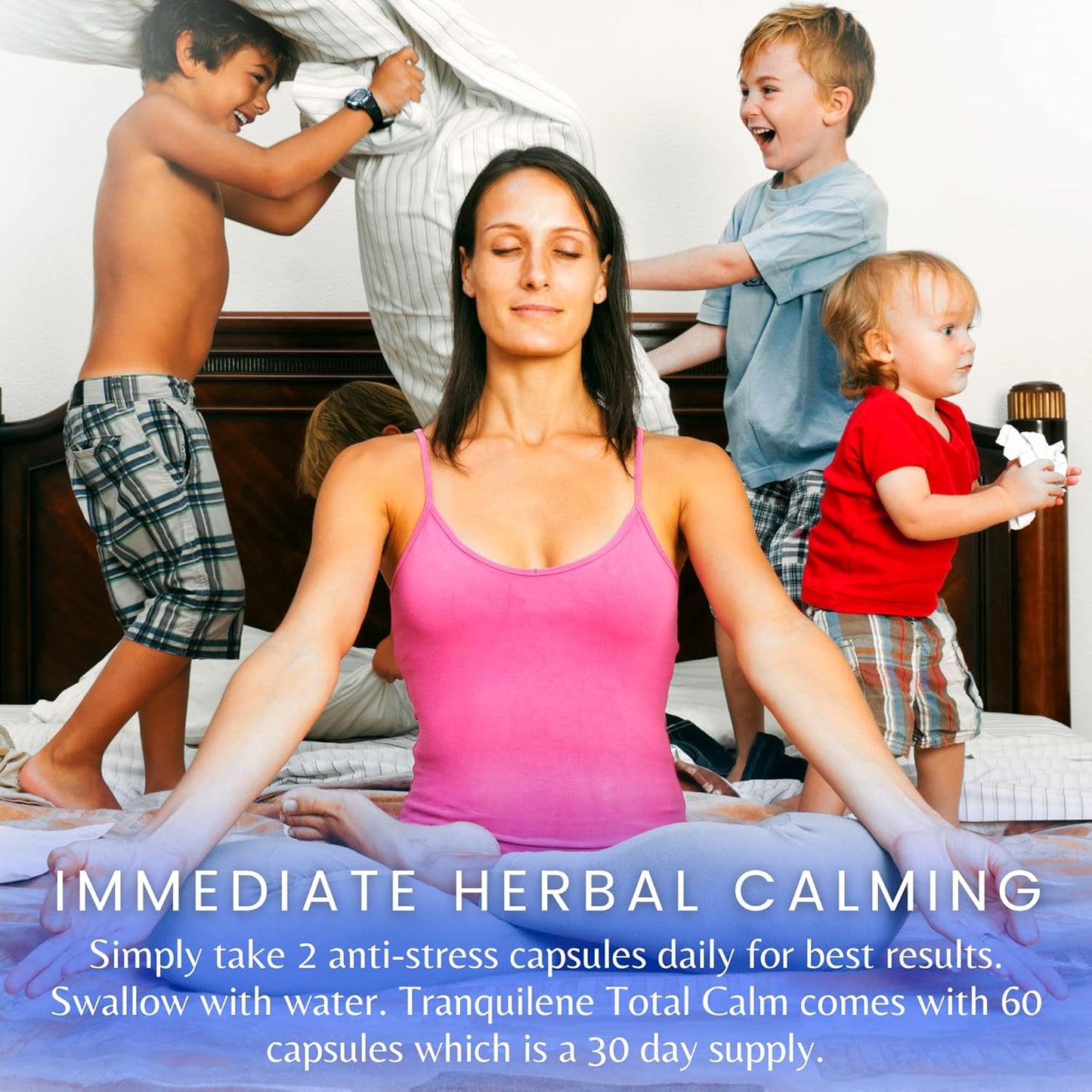 Tranquilene Total Calm Herbal Supplement - Stress Relief Capsules with Ashwagandha & B-Complex - 60ct - Extra Strength Formula