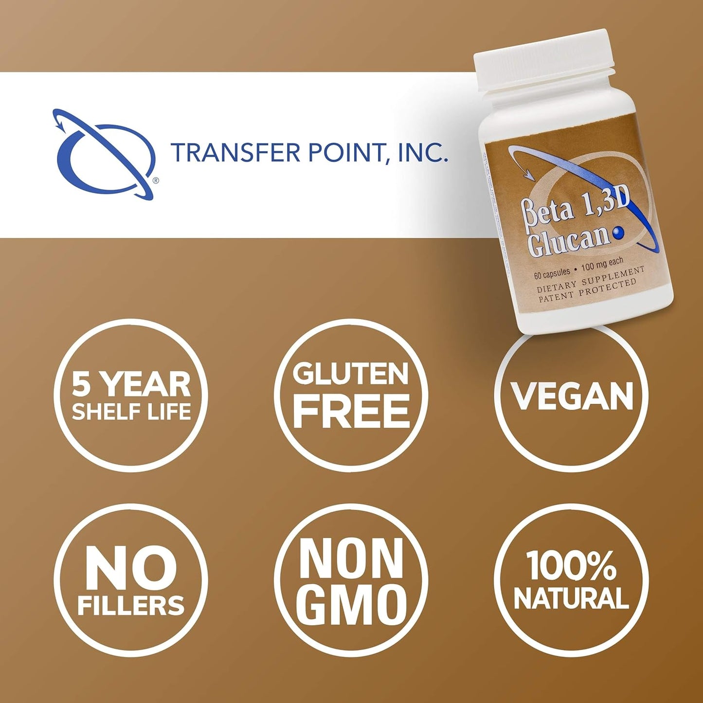 Transfer Point Immune Support Supplement - 100mg Beta Glucan Capsules, Single Pack