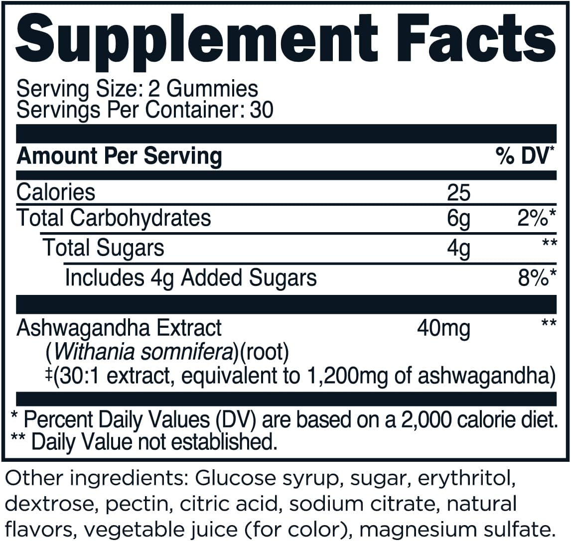 TransformHQ Ashwagandha Gummies 1,200mg - Mixed Berry Flavor, Herbal Extract Supplement - 60 Gummies, 30 Servings - Gluten Free & Non-GMO