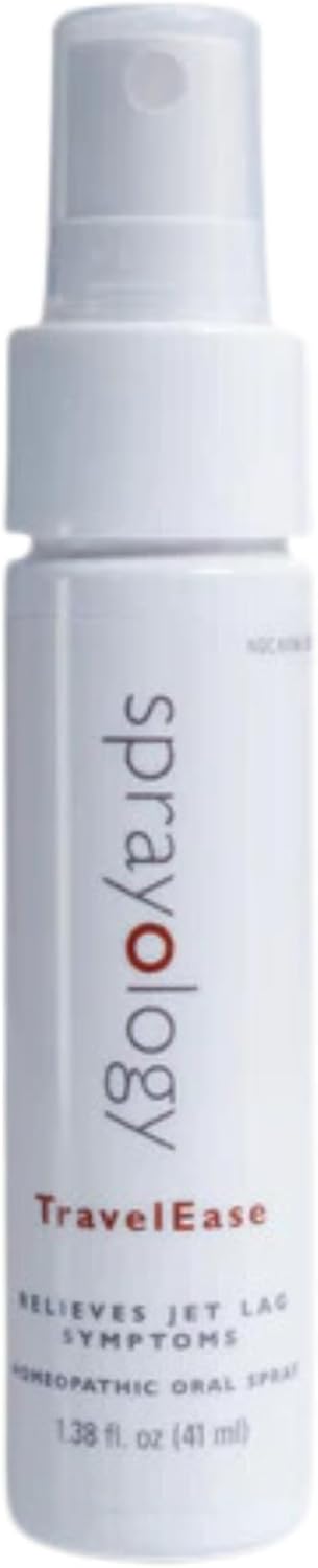 TravelEase Homeopathic Oral Spray for Jet Lag Relief | Eases Tiredness, Sleeplessness & Dehydration | With Nux Vomica, Passionflower & Milk Thistle | 1.38 fl oz