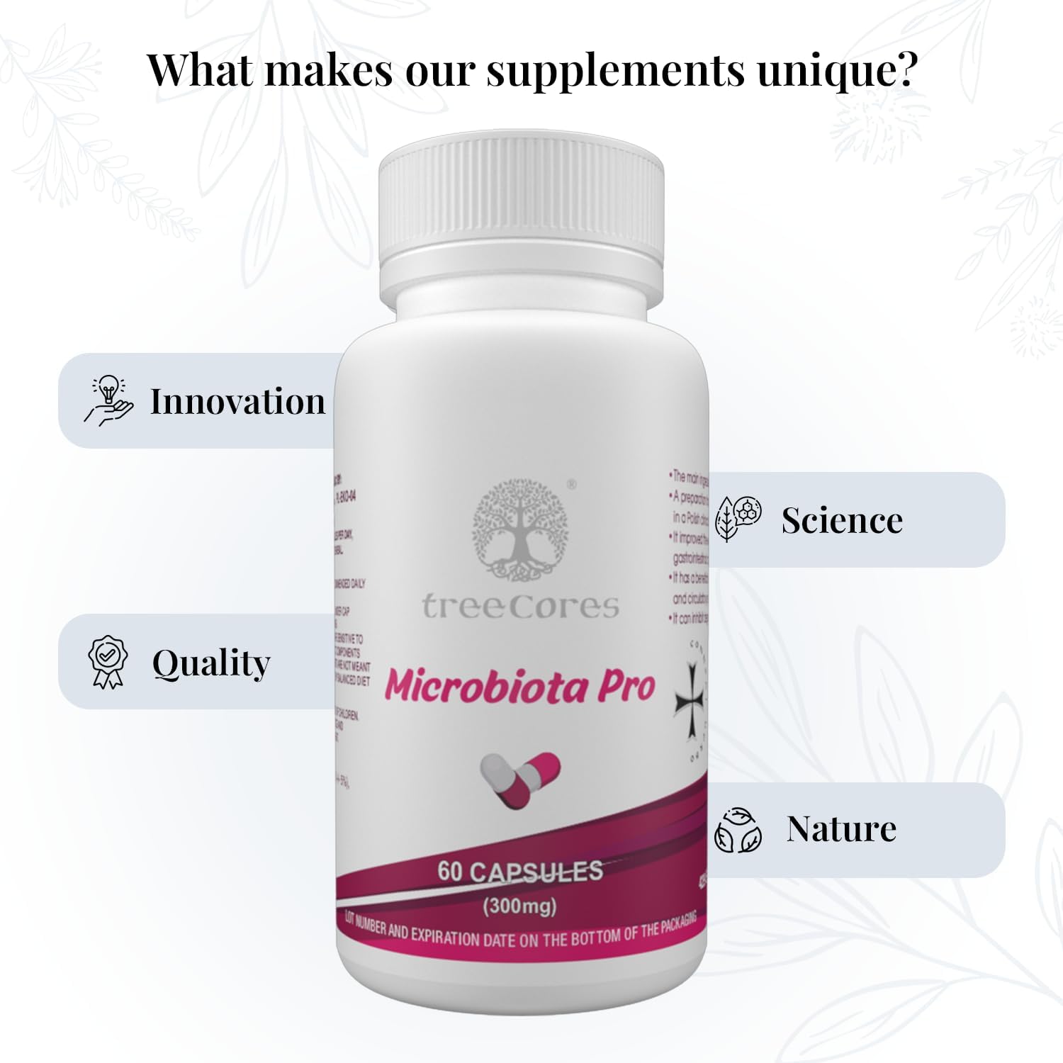 treeCores Microbiota Pro Supplement - 60 Capsules (1 Pack) for Gut Health & Digestive Support