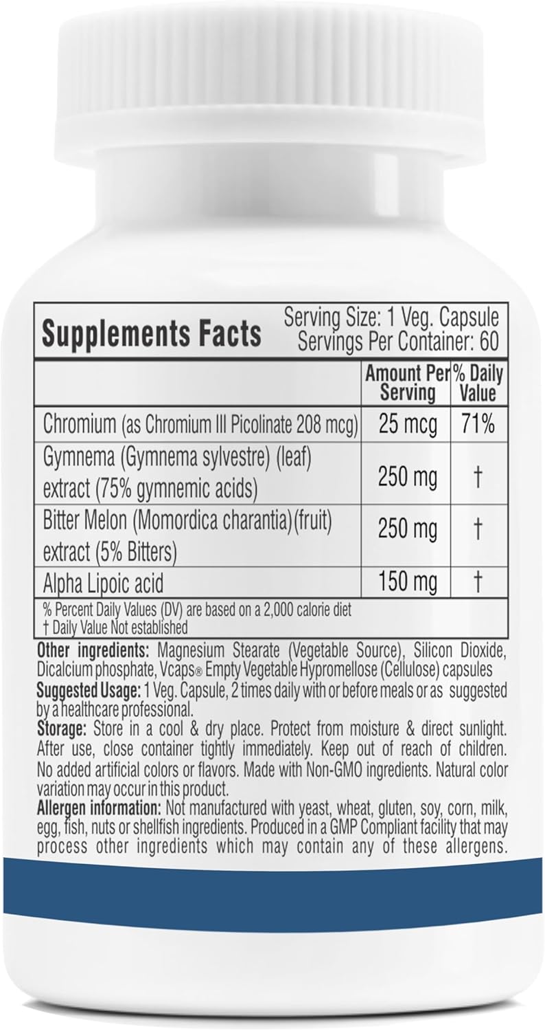 Trexgenics Metabolism Support Supplement with Gymnema, Bitter Melon, Chromium, and Alpha Lipoic Acid - 60 Vegan Capsules