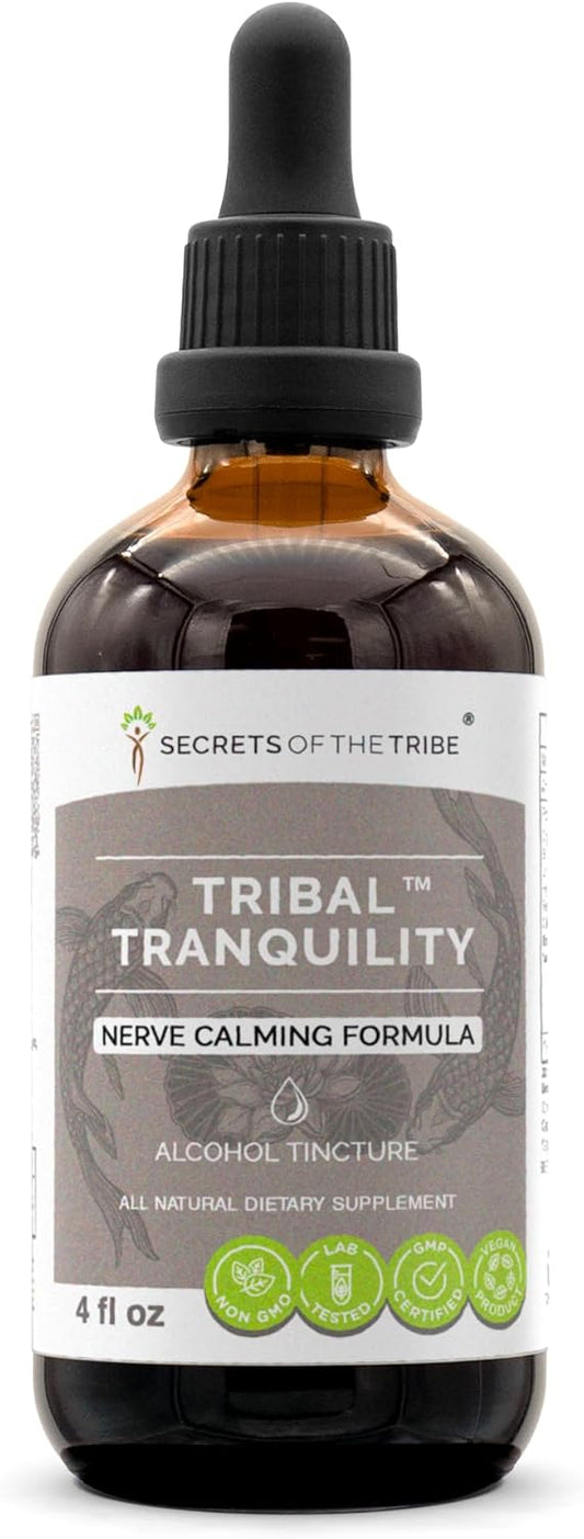 Tribal Tranquility Herbal Supplement Blend - Nerve Calming Liquid Extract (4 fl oz) by Secrets of the Tribe