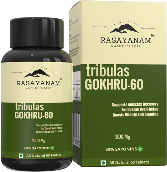 Tribulus Terrestris 1000mg Tablets | High-Concentration 60% Saponins | Boosts Energy & Vitality | Men & Women | 60 Tablets