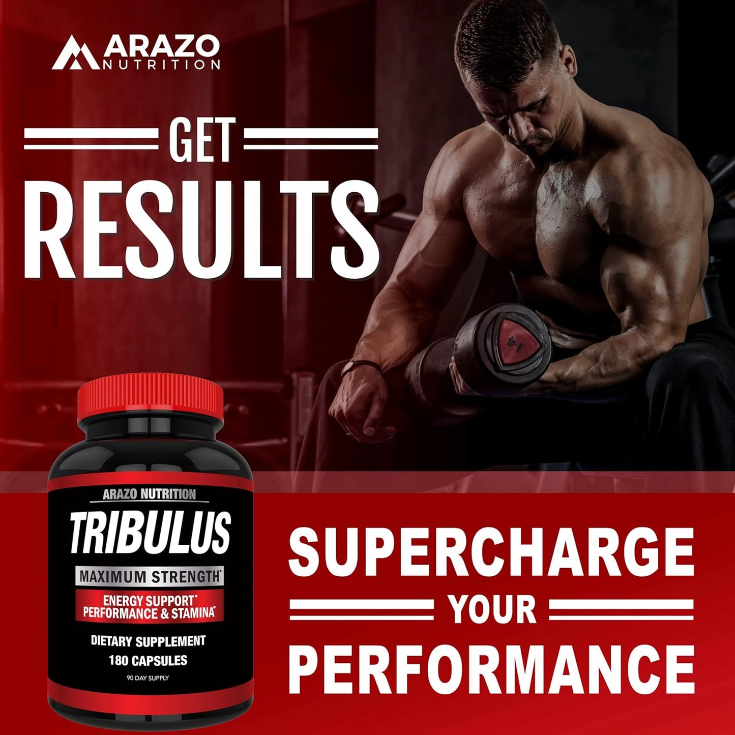 Tribulus Terrestris 1500mg Extract Powder Capsules - Natural Energy Booster and Estrogen Blocker by Arazo Nutrition