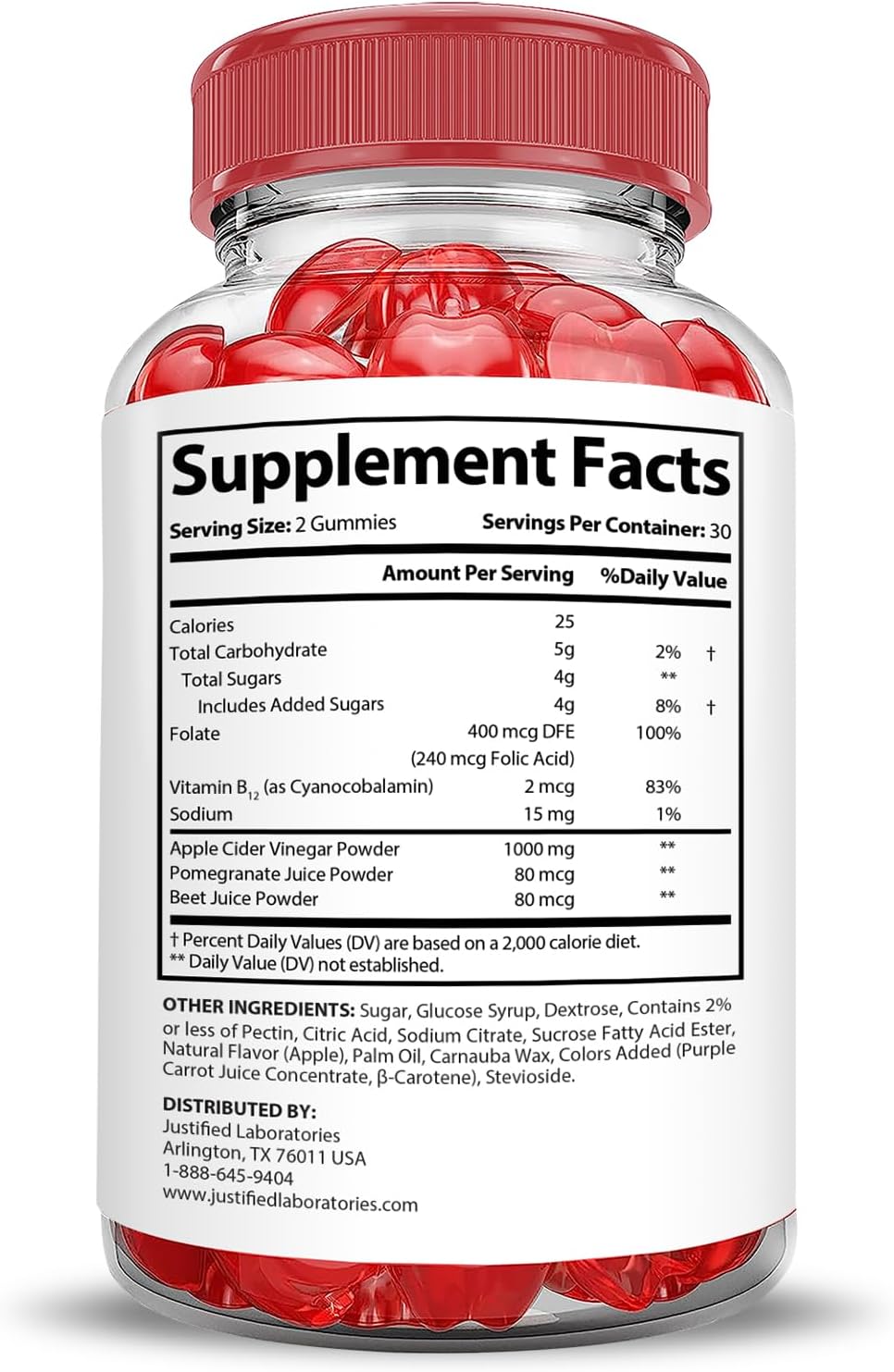 Trim Tummy Keto ACV Gummies (3 Pack) - Advanced Formula with Pomegranate, Beet Juice Powder, B12 - Vegan & Non GMO - 180 Gummys - Justified Laboratories