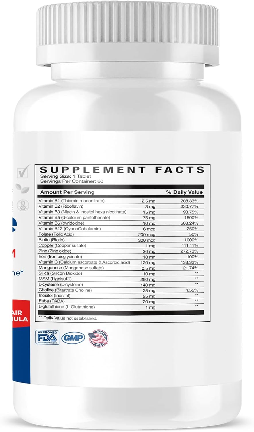 TRIOMEDICA RootZone with MSM: Hair, Skin, & Nails Supplement with 20+ Ingredients - Biotin & MSM, 60 Tablets