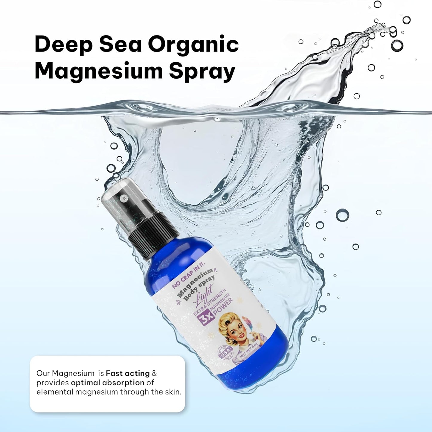 Triple Action Magnesium Spray for Immediate Relief - Unique Blend of Magnesium Glycinate, Citrate, and Chloride for Wellness