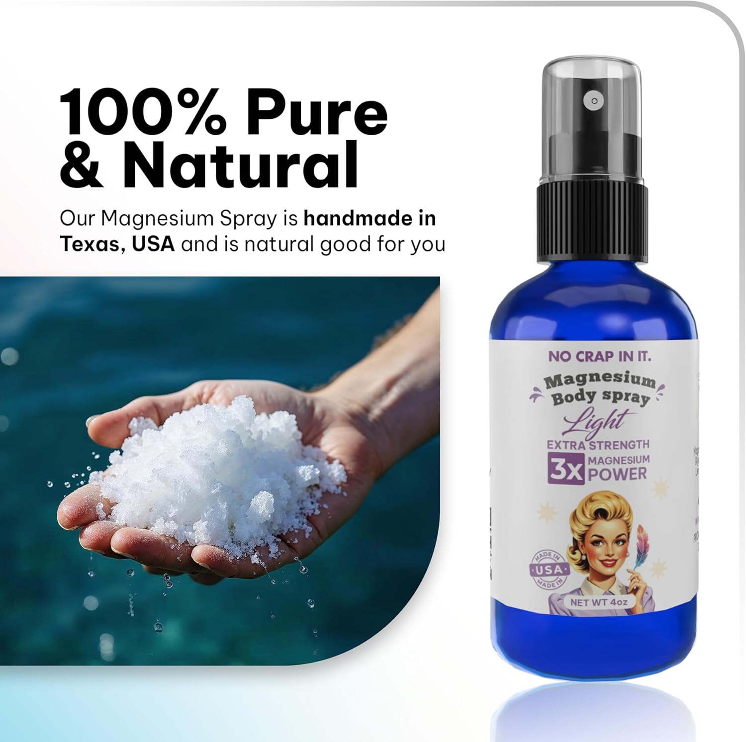 Triple Action Magnesium Spray for Immediate Relief - Unique Blend of Magnesium Glycinate, Citrate, and Chloride for Wellness