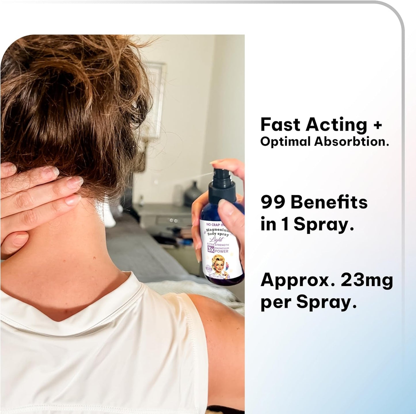 Triple Action Magnesium Spray for Immediate Relief - Unique Blend of Magnesium Glycinate, Citrate, and Chloride for Wellness