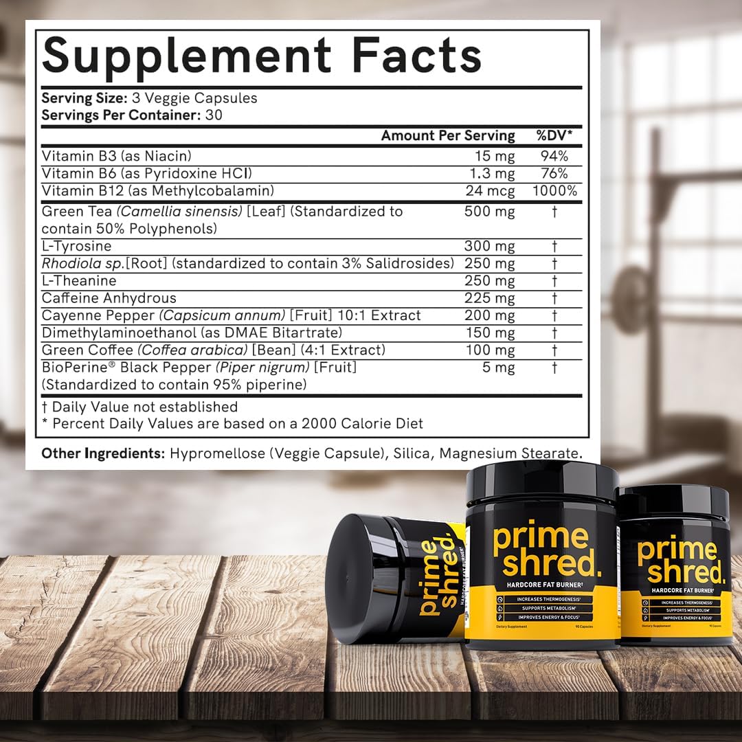 Triple Action Thermogenic Slimming Formula Pills for Men - Appetite Suppressant with Caffeine, Energy Booster - 90 Capsules