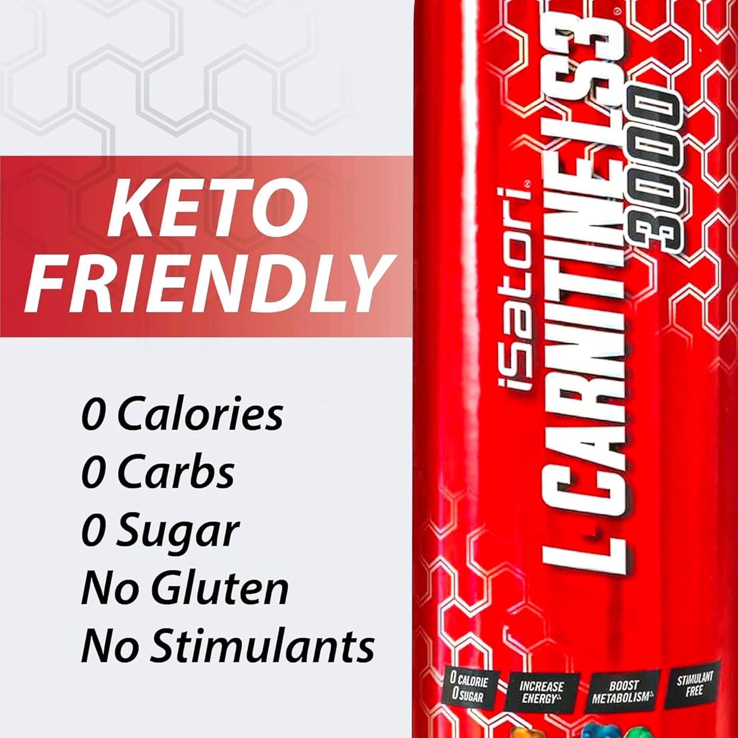 Triple-Blend Liquid L-Carnitine Supplement for Stimulant-Free Energy - Gummy Bear Flavor - Keto-Friendly - 32 Servings