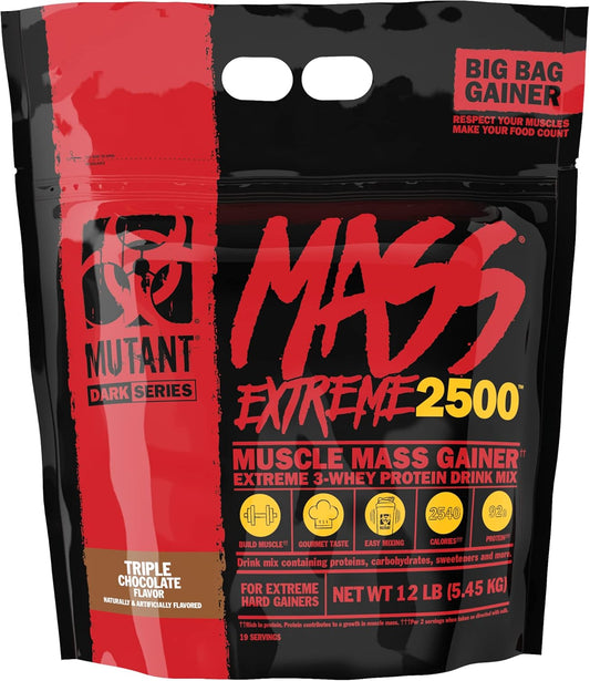 Triple Chocolate Mutant Mass Extreme Gainer: Whey Protein Powder for Muscle Size and Strength - 12 lbs of Clean High-Density Calories