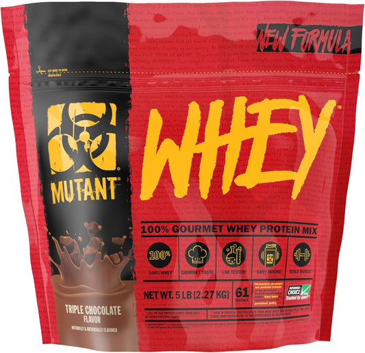 Triple Chocolate Mutant Whey Protein Powder Shake - 100% Whey, Gourmet Taste, 22g Protein, Fast Absorption, Easy Digestion, 5lbs