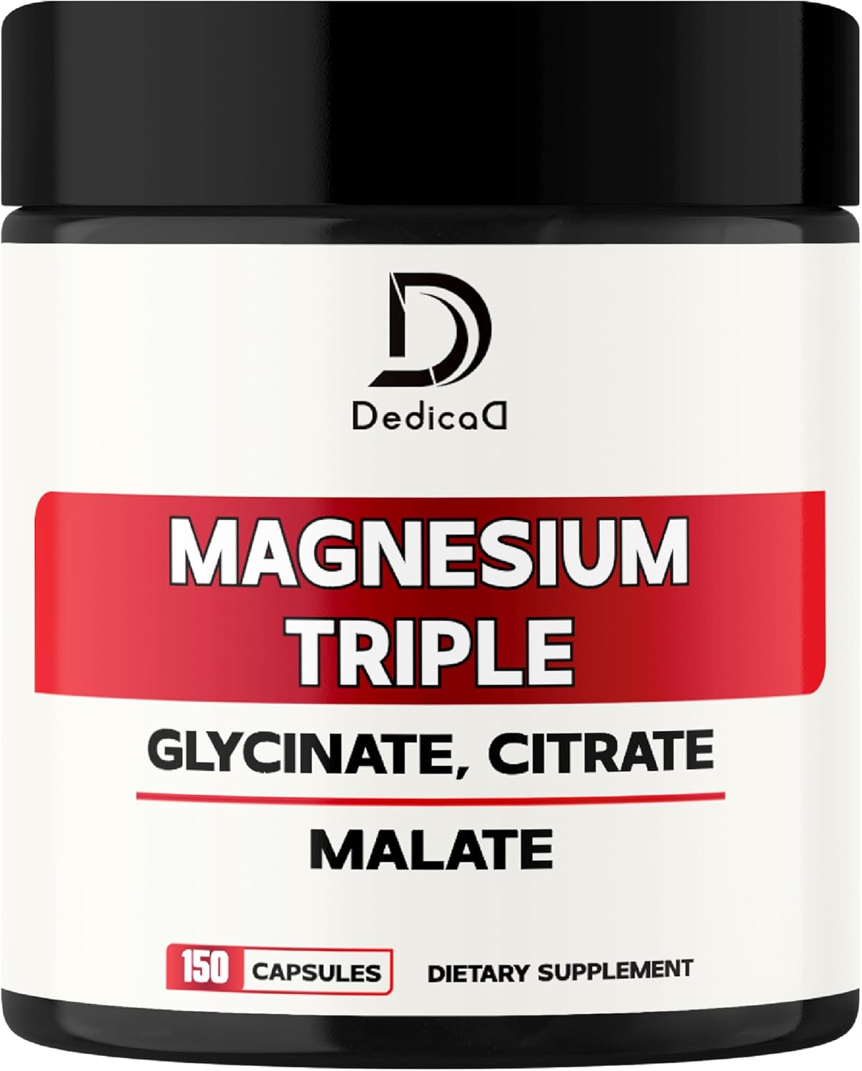 Triple Magnesium Complex 500mg - 150 Capsules - Magnesium Glycinate, Citrate & Malate - Bone, Muscle & Immune Support - Elemental Magnesium Supplement