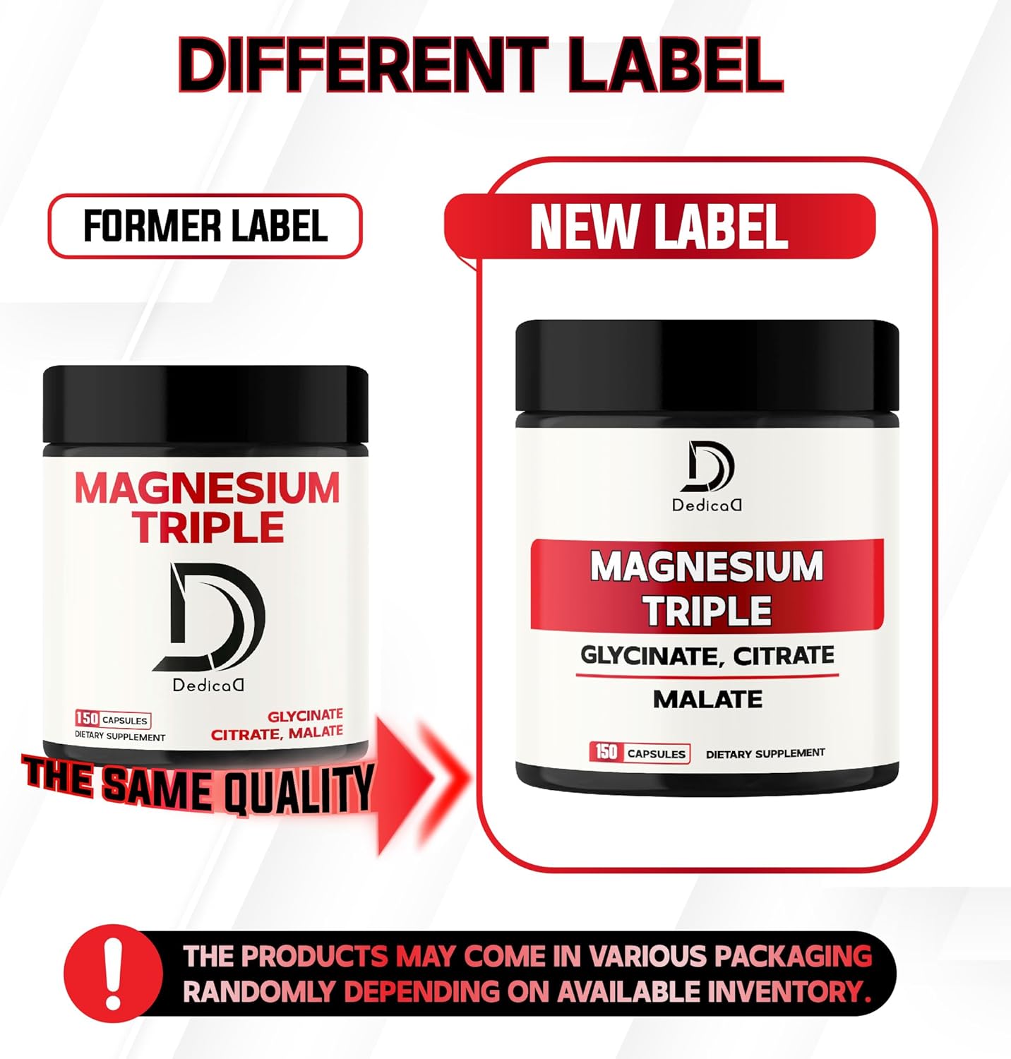 Triple Magnesium Complex 500mg - 150 Capsules - Magnesium Glycinate, Citrate & Malate - Bone, Muscle & Immune Support - Elemental Magnesium Supplement