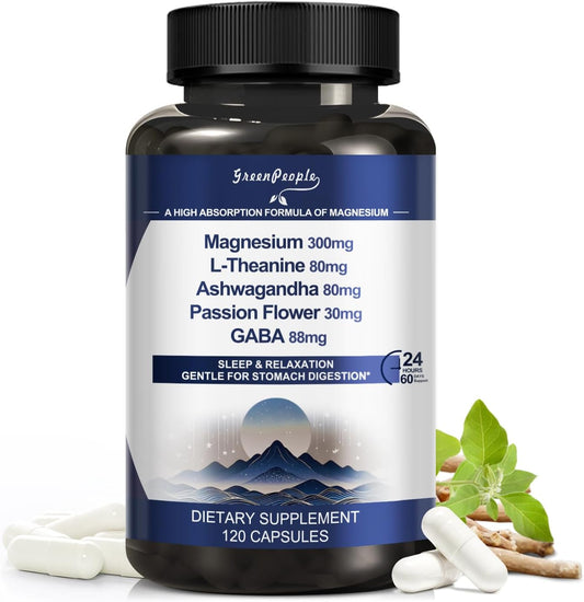 Triple Magnesium Complex Supplement Capsules with Ashwagandha - 120 CT