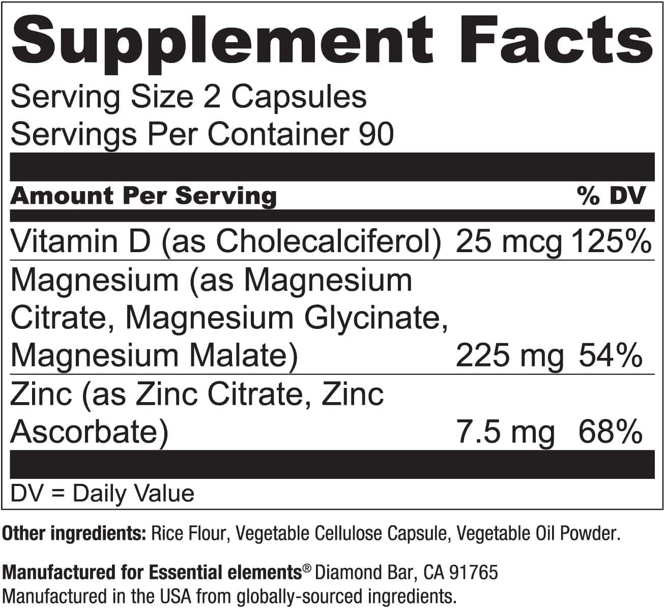 Triple Magnesium Supplement with Vitamin D3 for Sleep, Immune & Bone Support - 200mg Magnesium Glycinate, Malate, Citrate - 3 Month Supply for Men and Women