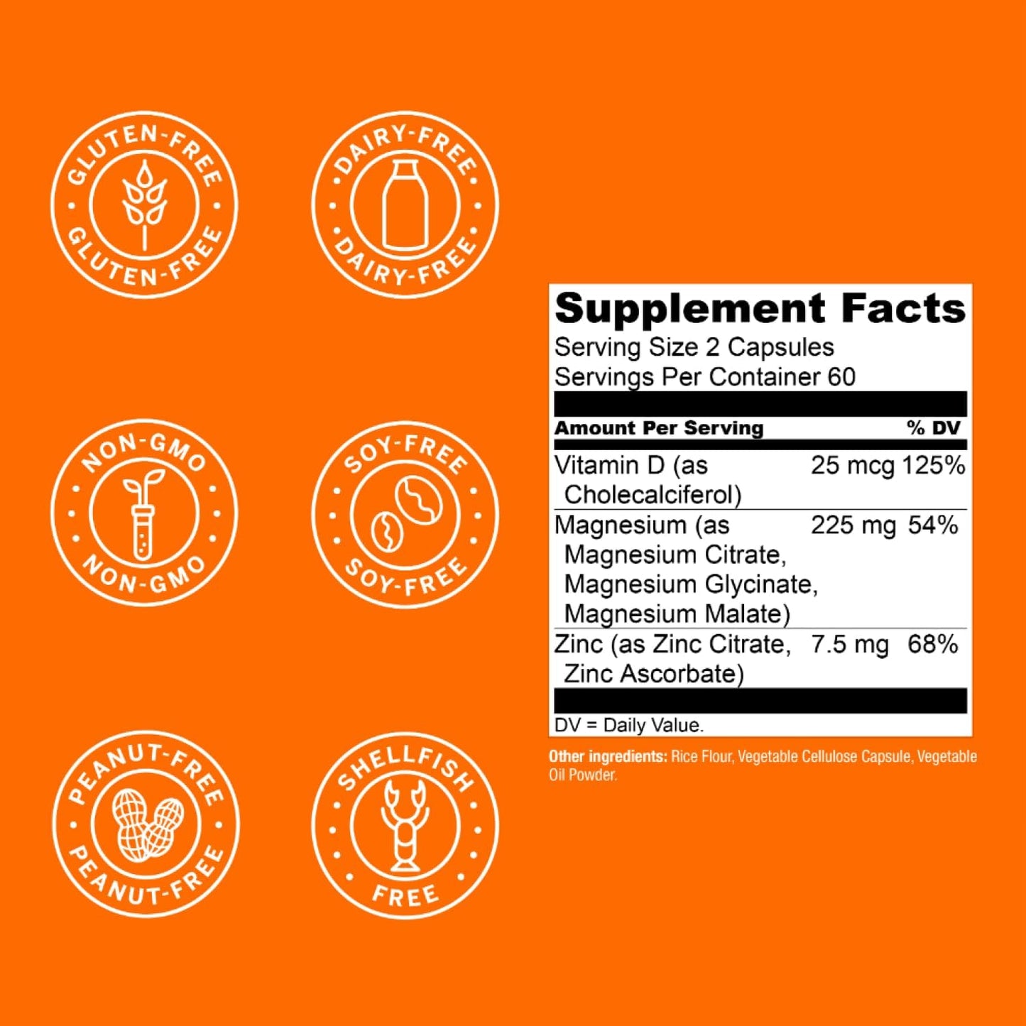 Triple Magnesium, Zinc, & Vitamin D3 Supplement for Sleep, Bone, Heart, & Immune Support - 120 Capsules for Men & Women