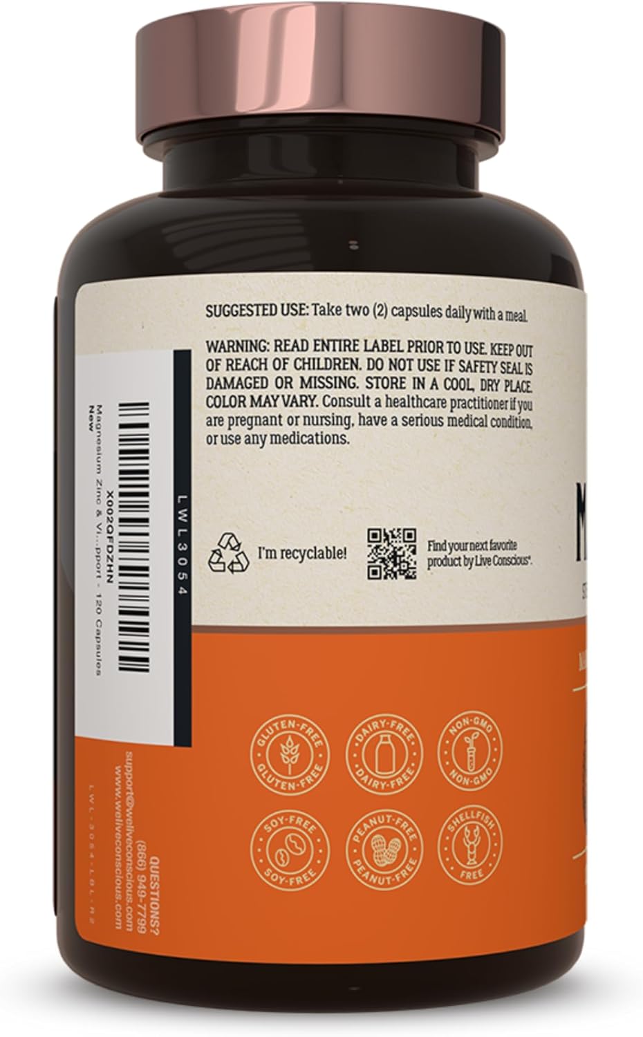 Triple Magnesium, Zinc, & Vitamin D3 Supplement for Sleep, Bone, Heart, & Immune Support - 120 Capsules for Men & Women
