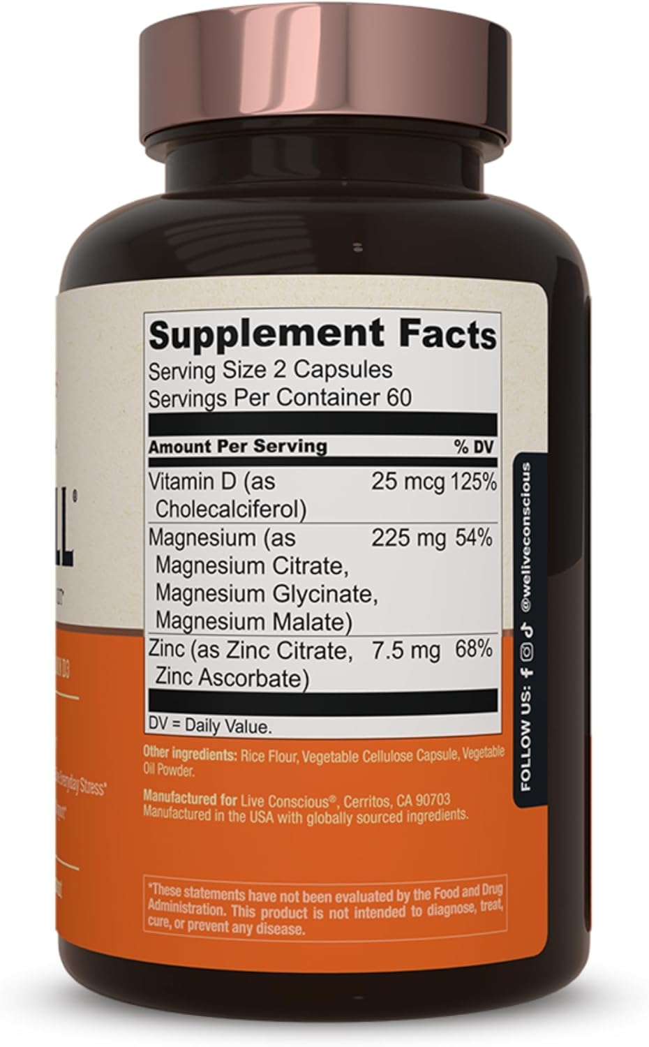 Triple Magnesium, Zinc, & Vitamin D3 Supplement for Sleep, Bone, Heart, & Immune Support - 120 Capsules for Men & Women