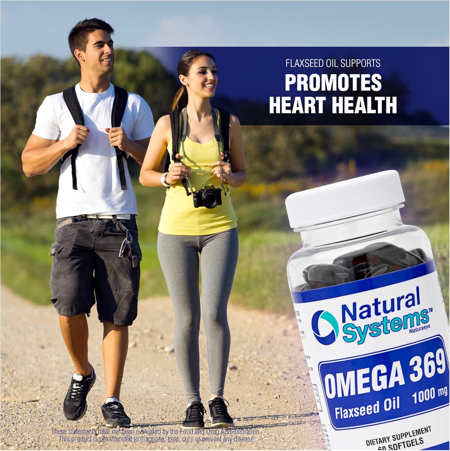Triple Omega 3 6 9 Flax Seed Oil Softgels - 1000mg Essential Fatty Acids for Heart Health - Natural Systems Omega 369 Supplement for Circulatory Support - 100 Capsules