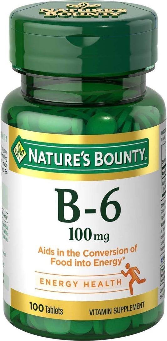 Triple Pack Nature's Bounty Vitamin B6 Supplements - 100mg, 100 Tablets - Supports Metabolism and Nervous System Health