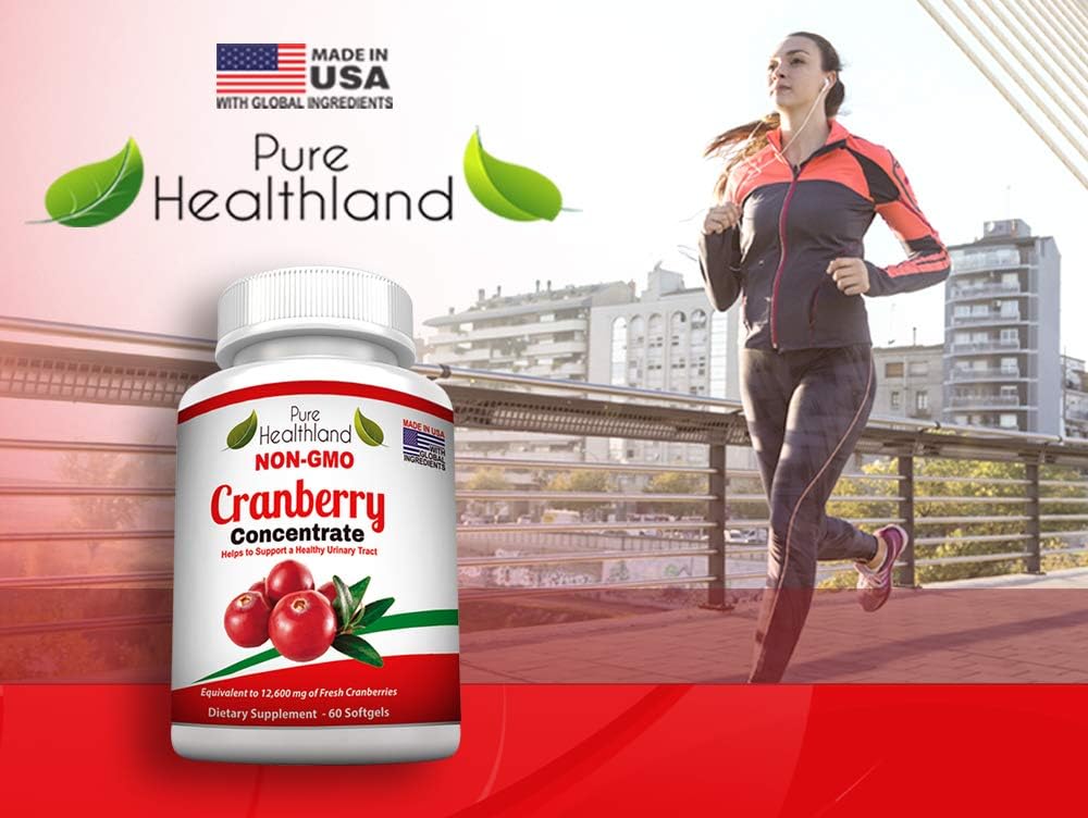 Triple Strength NON GMO Cranberry Concentrate Supplement Pills for UTI - 12600mg Concentrated Cranberries - Easy to Swallow Softgels - 1 Bottle