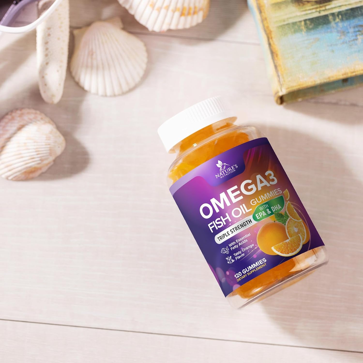 Triple Strength Omega-3 Fish Oil Gummies with High Absorption EPA and DHA - Joint, Heart, Brain Support - 120 Gummies