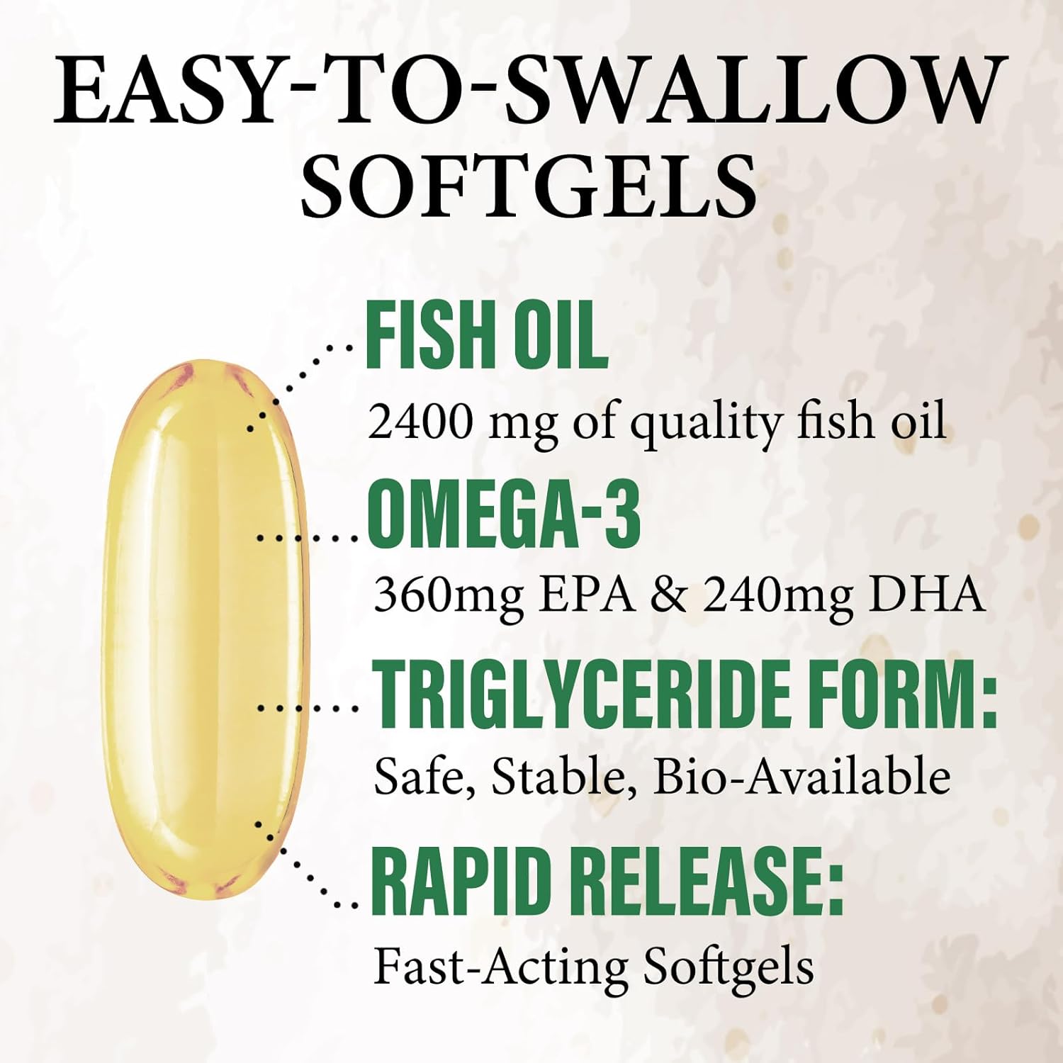 Triple Strength Omega-3 Fish Oil Supplement with EPA & DHA - 2400mg - Immune, Heart & Brain Health Support - Non-GMO - Lemon Flavor - 120 Softgels