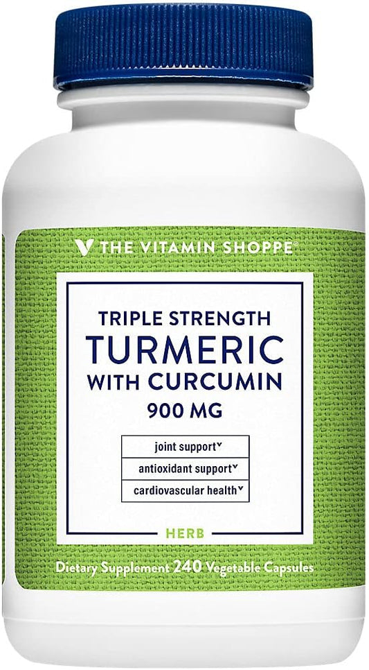 Triple Strength Turmeric with Curcumin 900mg - Supports Joint Mobility, Antioxidant Benefits - 5mg Bioperine for Nutrient Absorption - 240 Capsules