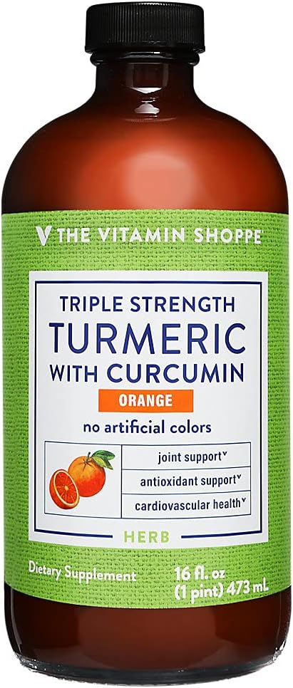 Triple Strength Turmeric with Curcumin Liquid Supplement for Joint Support - 900 MG - Orange Flavor - 16 fl. oz.