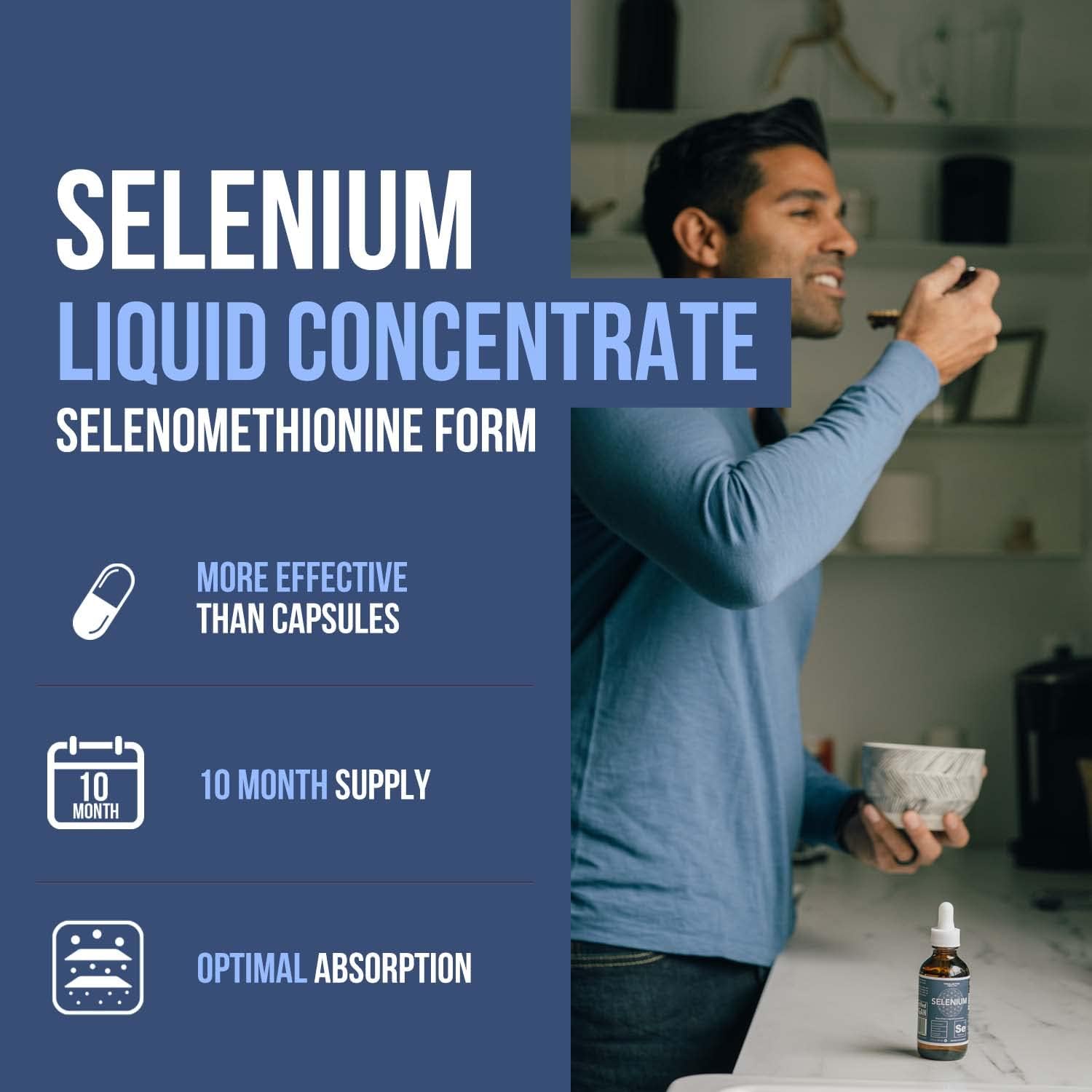 Triquetra Health Selenium Liquid Concentrate - 200 mcg, Selenomethionine, Vegan, Glass Bottle, Antioxidant - Immunity & Thyroid Support (2 oz)