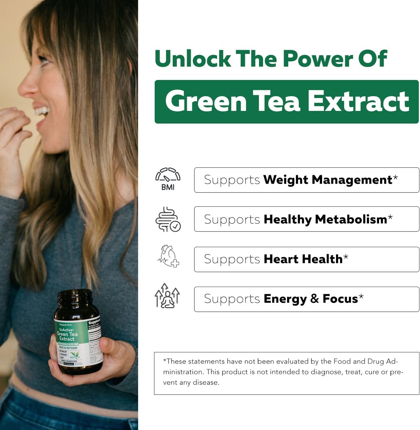 Triquetra Health SoActive Green Tea Extract Capsules - Enhanced Absorption for Metabolism & Weight Management - 60 Count