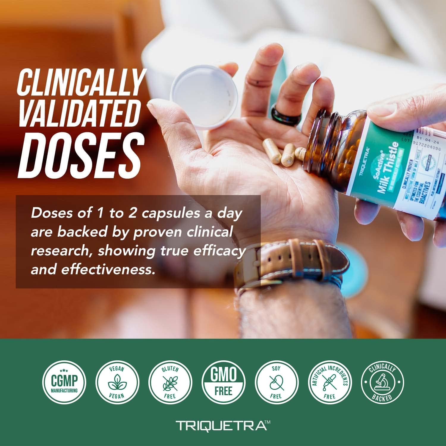 Triquetra Health SoActive® Milk Thistle: Enhanced 10X Phytosome Formula with Silybin A & B, Artichoke Extract, and Bile Enhancer | 60 Servings