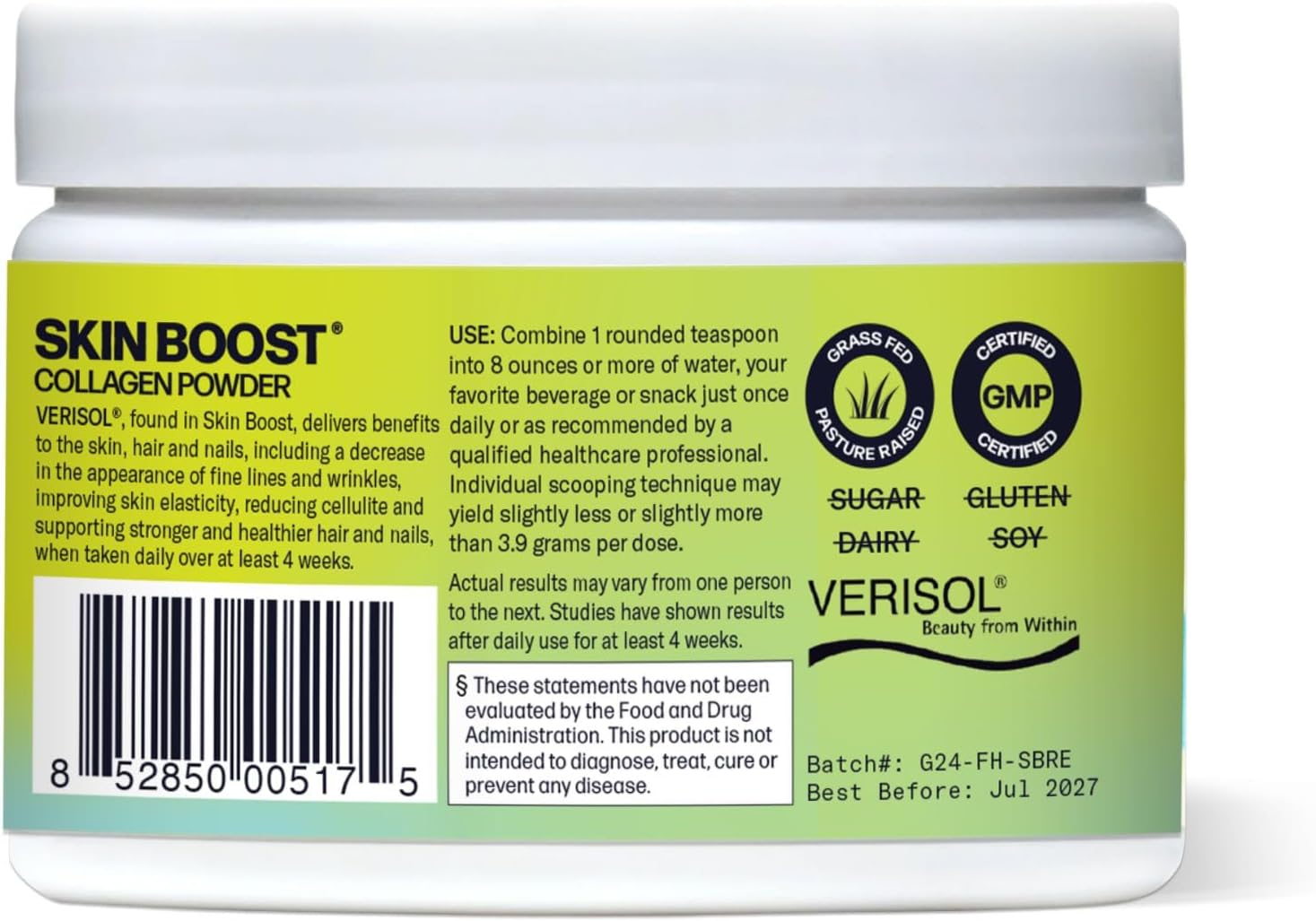 Tropical Coconut & Pineapple Collagen Powder for Skin Boost - Verisol Collagen Protein Drink with Vitamin C - 30 Servings