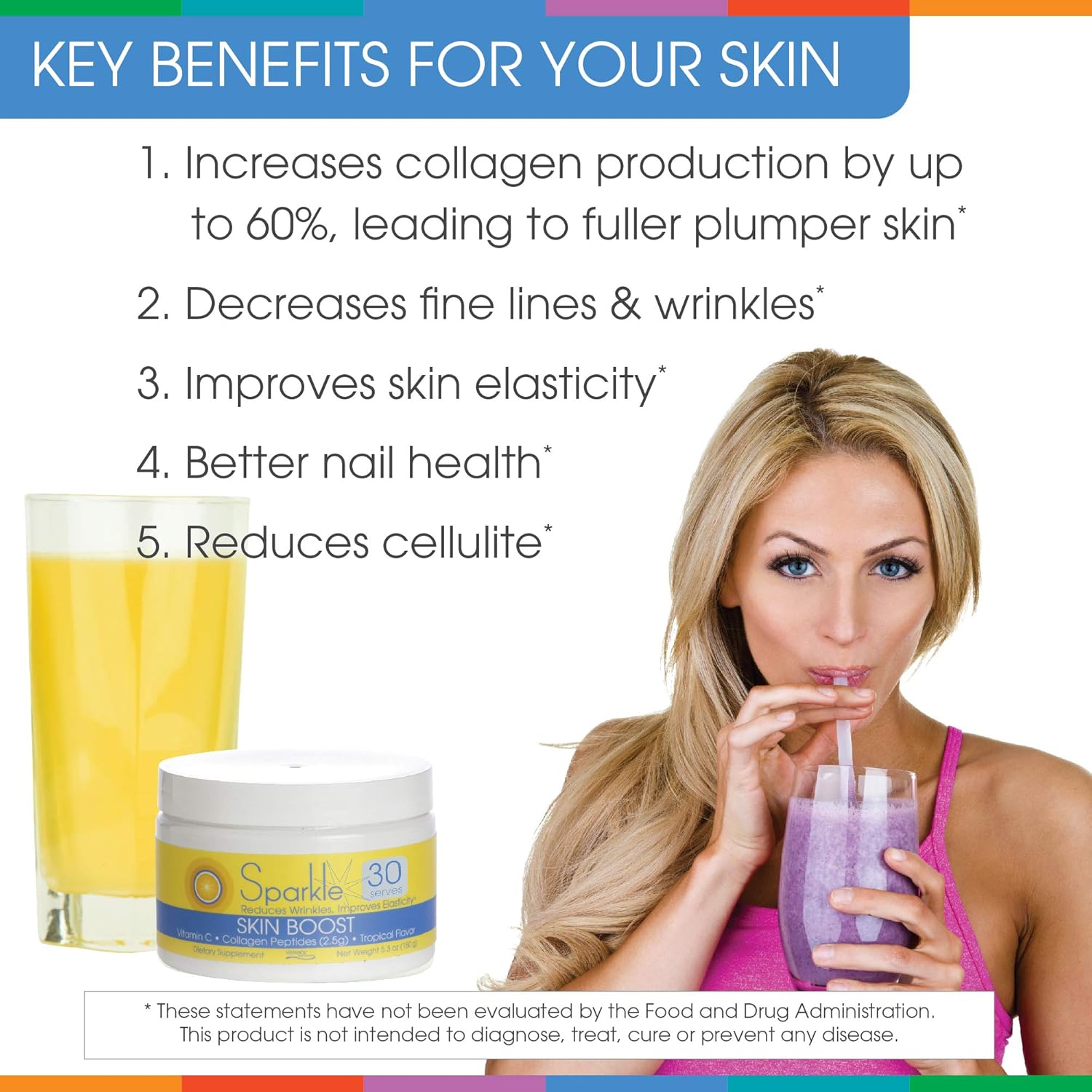 Tropical Coconut & Pineapple Collagen Powder for Skin Boost - Verisol Collagen Protein Drink with Vitamin C - 30 Servings