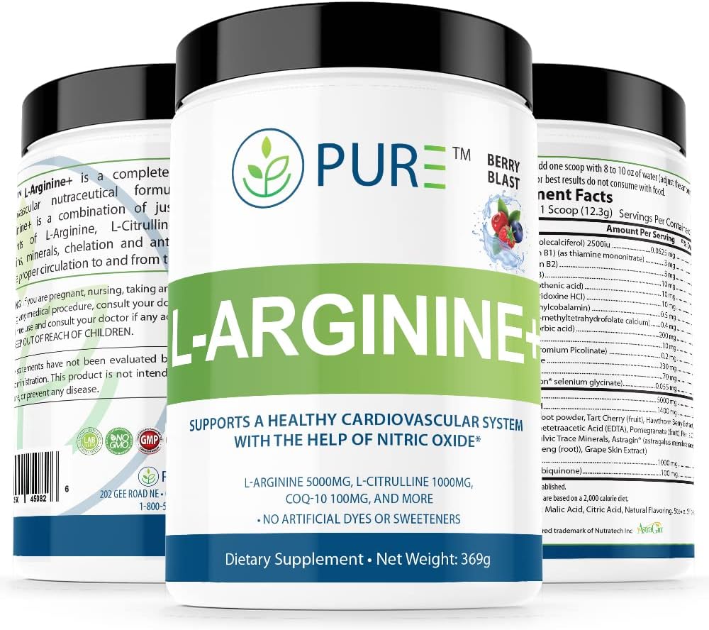 Tropical Mango L-Arginine+ with L-Citrulline, CoQ10 - Supports Blood Pressure, Cholesterol, Energy, Muscle Development & More