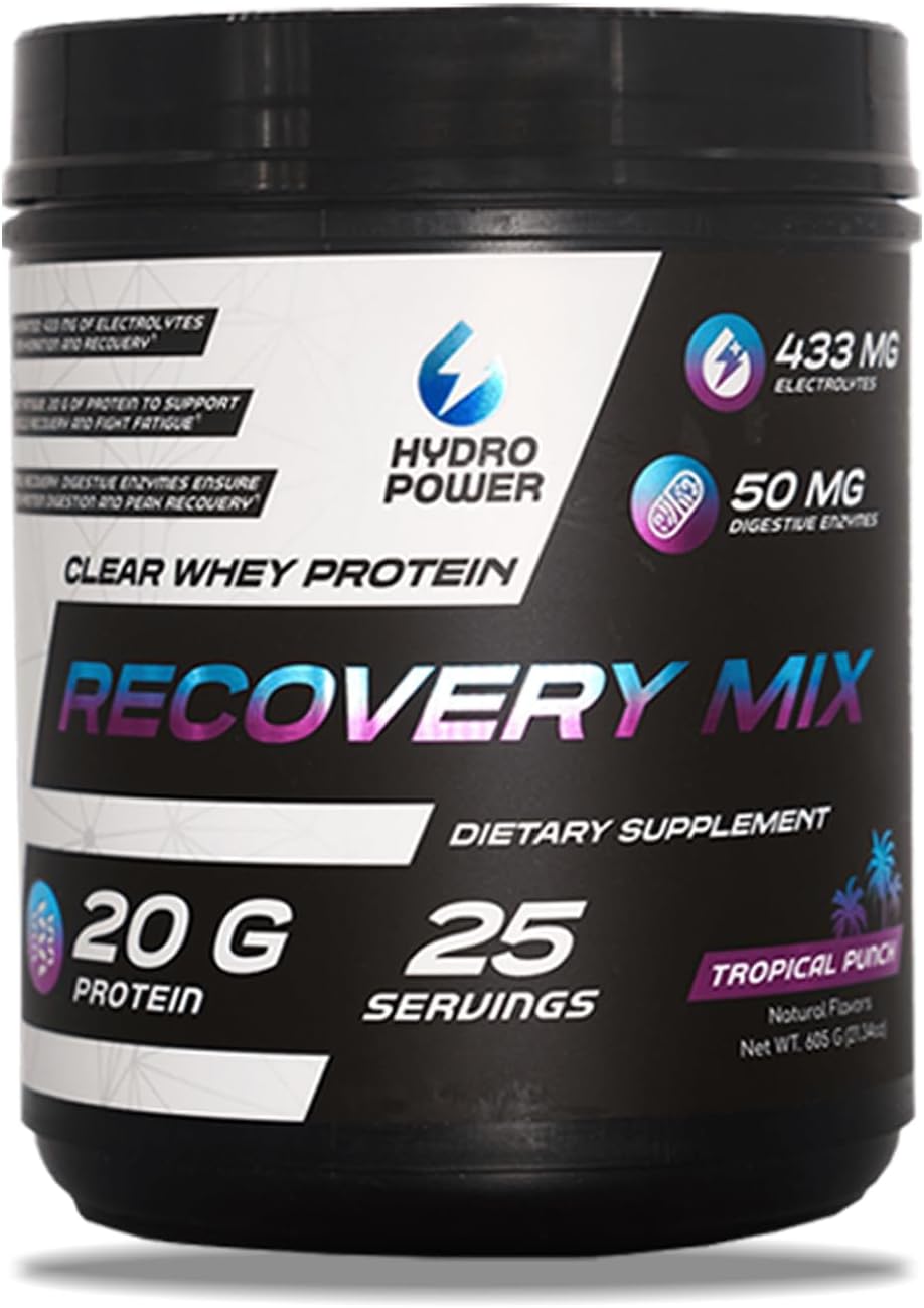 Tropical Punch Clear Whey Protein Recovery Mix with Electrolytes - 20g Protein - Performance Fuel & Recovery - Dietary Supplement - 25 Servings