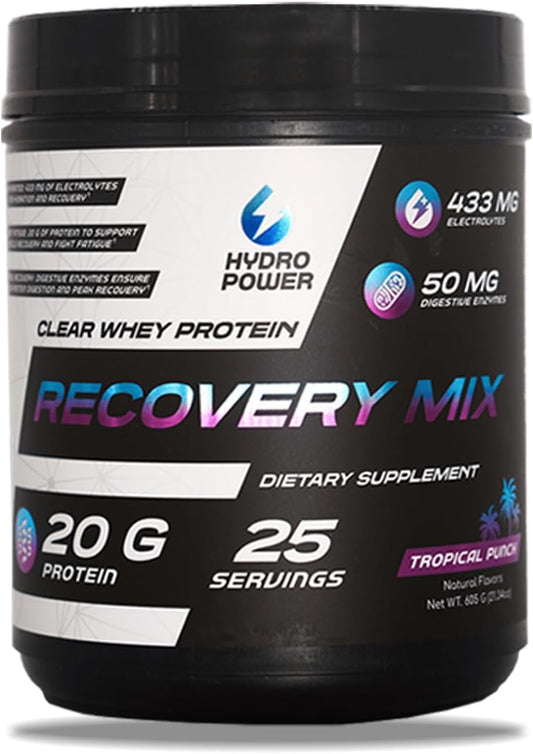 Tropical Punch Clear Whey Protein Recovery Mix with Electrolytes - 20g Protein - Performance Fuel & Recovery - Dietary Supplement - 25 Servings