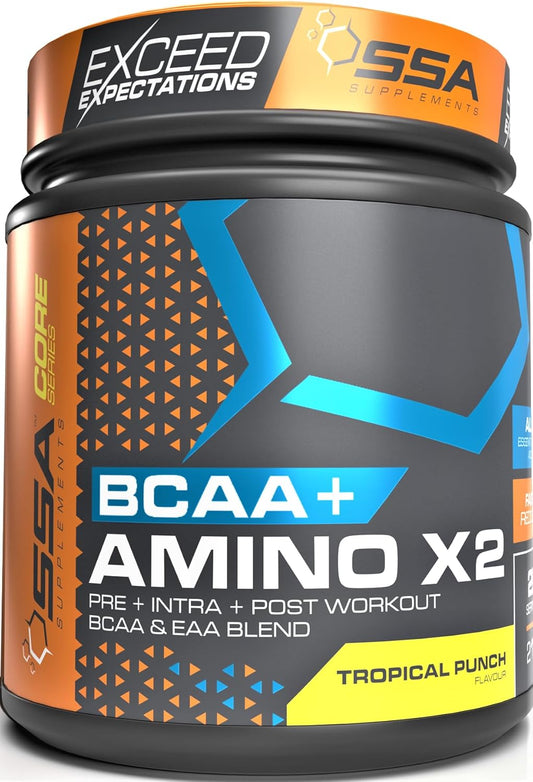 Tropical Punch Flavored BCAA + EAA Amino Acid Complex with Glutamine for Pre & Post Workout Recovery - 210g
