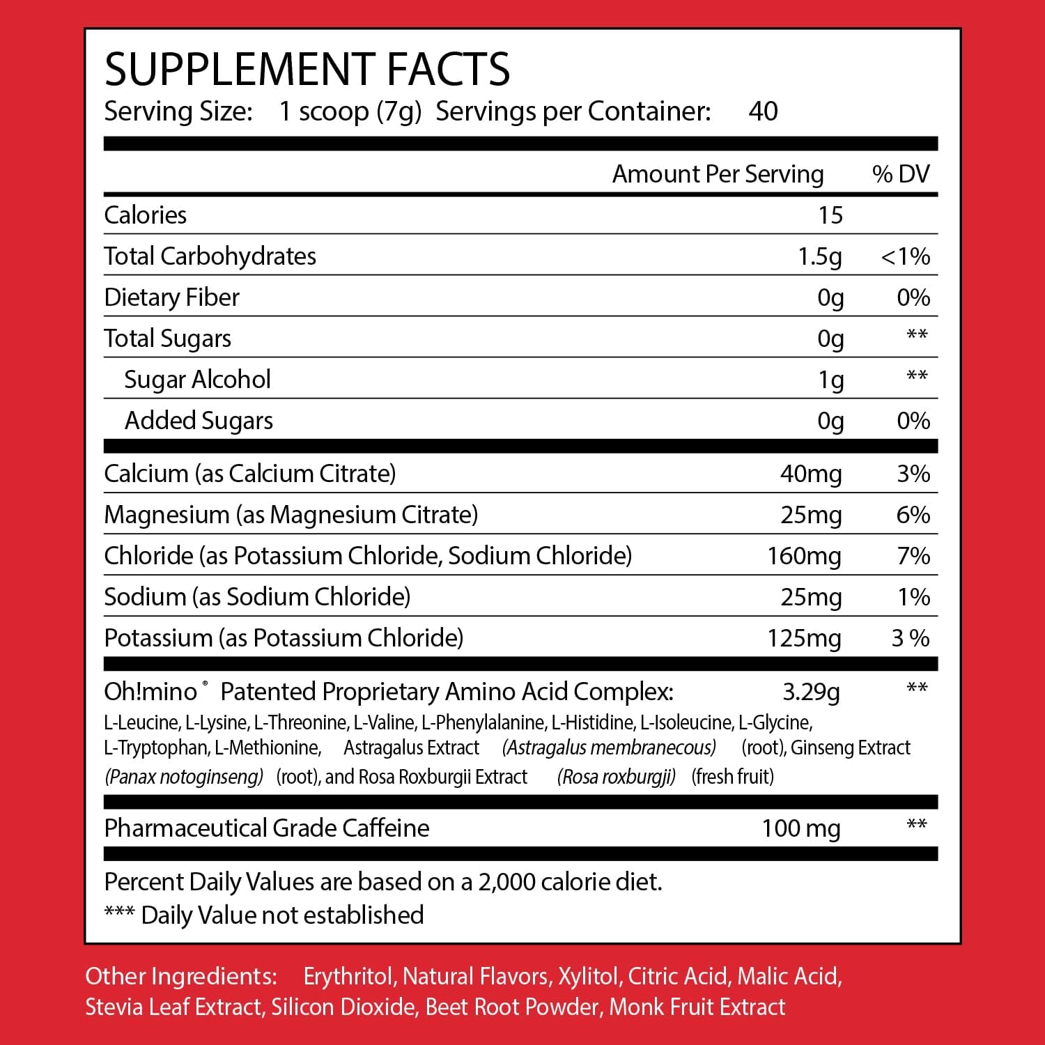 Tropical Splash Oh!mino Amino Acids Powder Supplement for Pre & Post Workout Recovery - Vegan, Caffeinated, Zero Sugar - 280g, 40 Servings