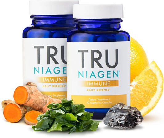 TRU NIAGEN Daily Defense Immune Support Supplement with Vitamin C, Vegan Vitamin D3, Zinc, Theracurmin, and Niagen Boost 150mg 60ct