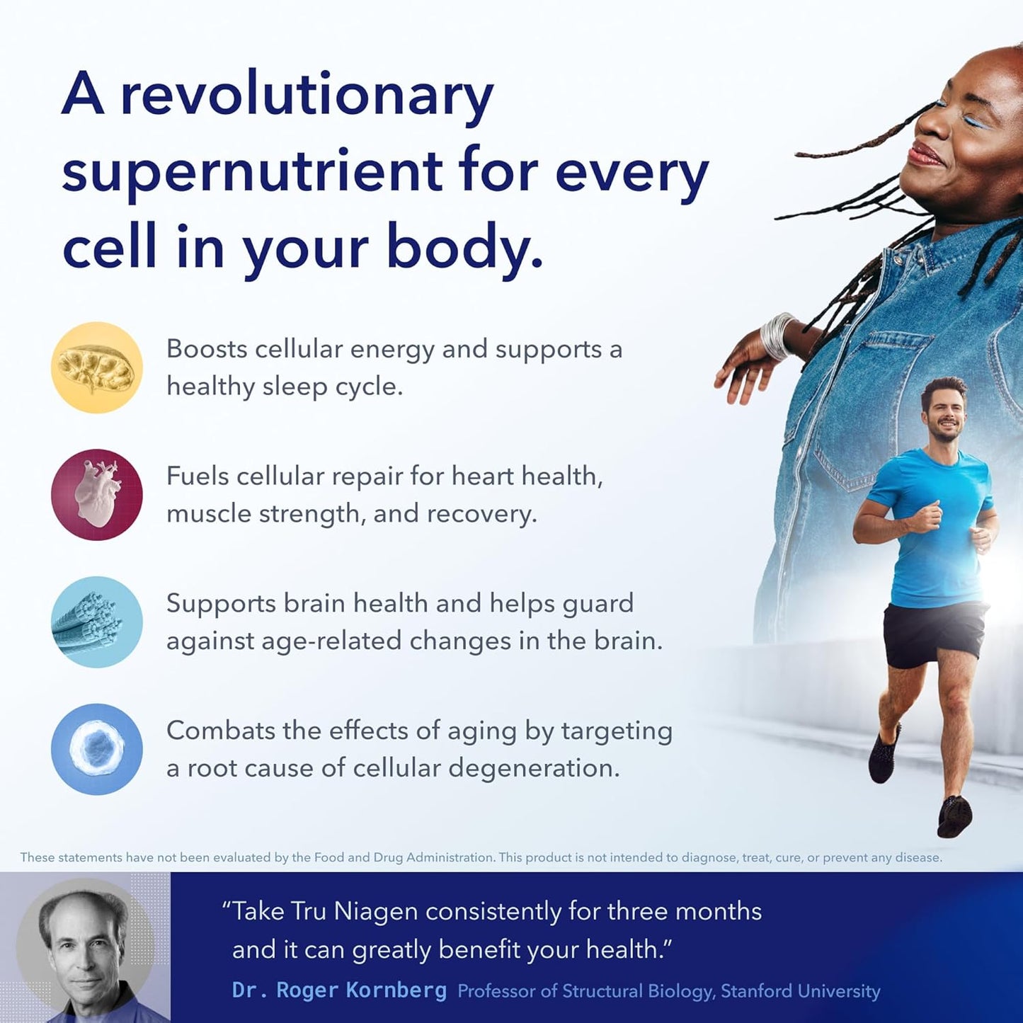 TRU NIAGEN NAD Supplement 300mg - Anti Aging & Cell Regeneration - 30 Servings - Supports Cellular Energy, Brain, Muscle - Nicotinamide Riboside - 3 Bottles