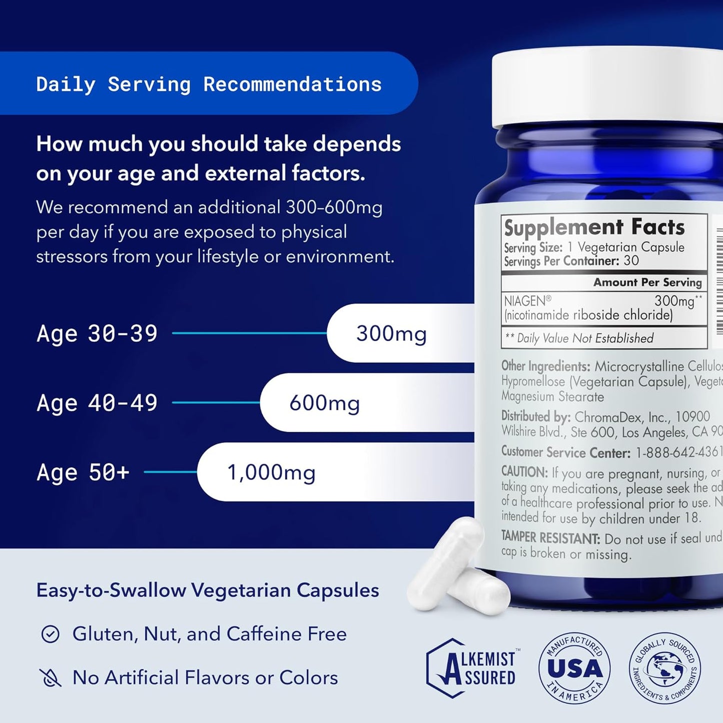 TRU NIAGEN NAD Supplement 300mg - Anti Aging & Cell Regeneration - 30 Servings - Supports Cellular Energy, Brain, Muscle - Nicotinamide Riboside - 3 Bottles