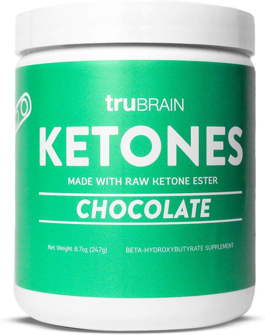 TruBrain Ketones: Ketone Ester and BHB Exogenous Ketones for Energy, Focus, and Ketosis Support - Keto Diet Supplement - Chocolate Brain Booster
