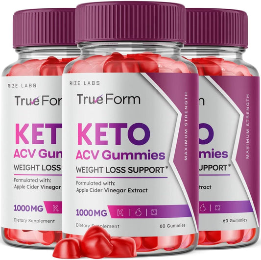 True Form Keto Gummies (3 Pack) with Apple Cider Vinegar - Weight Loss Support and Energy Boost - 180 Gummies
